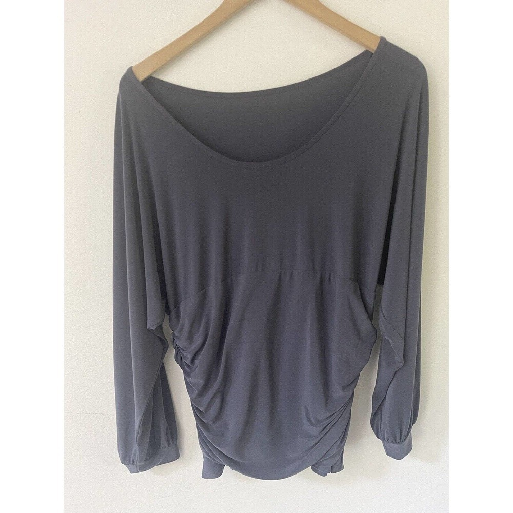 Last Tango Blue Long Balloon Sleeve Ruched Relaxed Fit Blouse Top